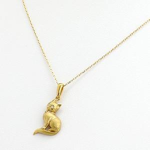 猫モチーフペンダントネックレスダイヤモンドK18ゴールドペンダント