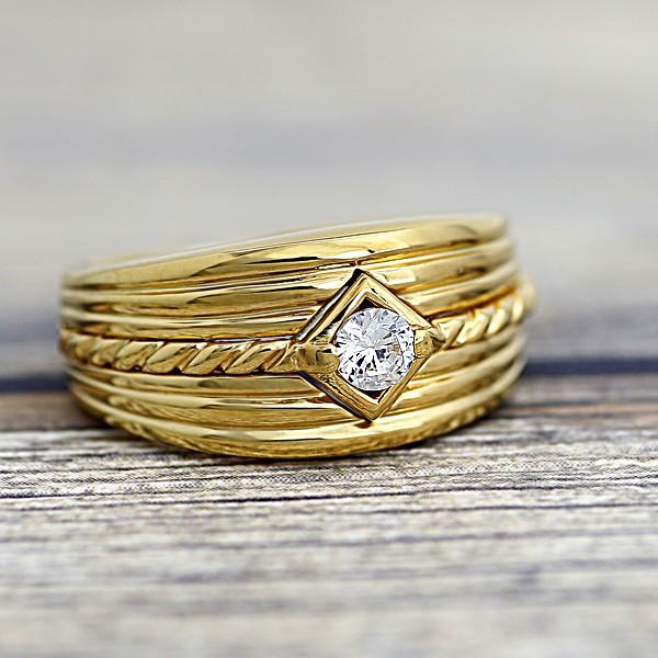 18金メンズ リングダイヤモンドゴールド K18指輪男刻印入り保証書付き