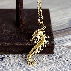 ダイヤモンド 18金 ネックレス ゴールド ドラゴン 龍 0.005ct メンズ 