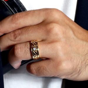 18金メンズリンゴールド K18 ダイヤモンド 0.2ct指輪ダイヤ刻印入り