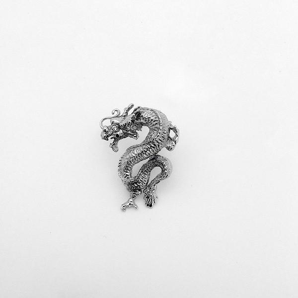タイニーピンプラチナ龍のラぺルピンダイヤモンド付 PT900龍タイピンの画像