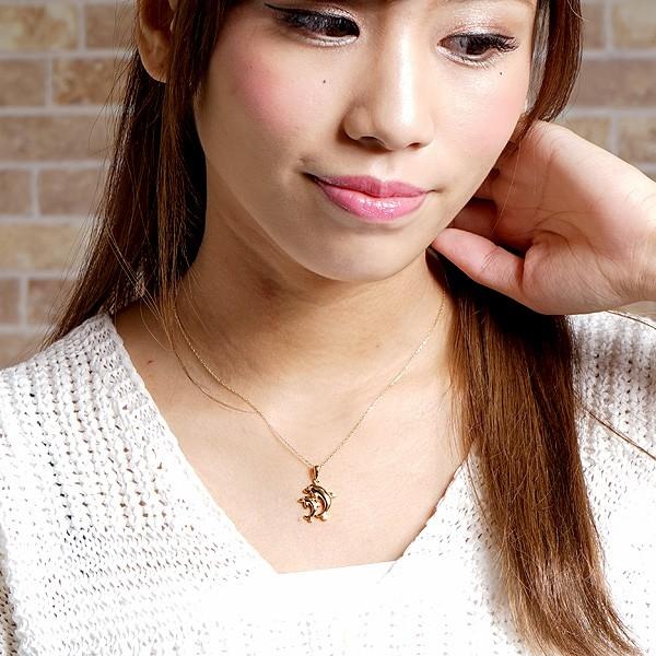 K18金夏ドルフィンモチーフネックレス イルカモチーフイエロー