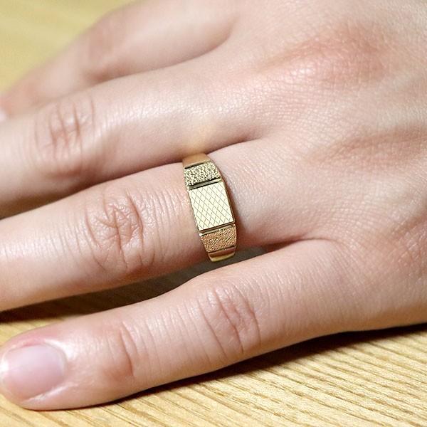 18金 メンズ リング ゴールド 指輪 印台 K18 メンズリング 18K刻印