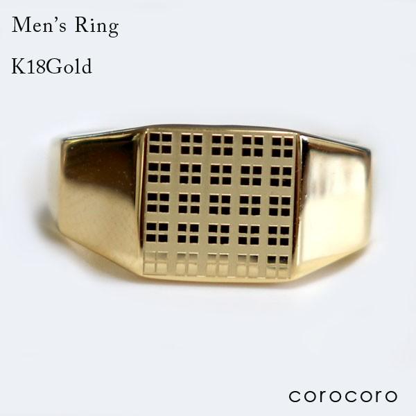 18金 印台 リング メンズ 男 指輪 K18 ゴールド 金 人気(61180円)