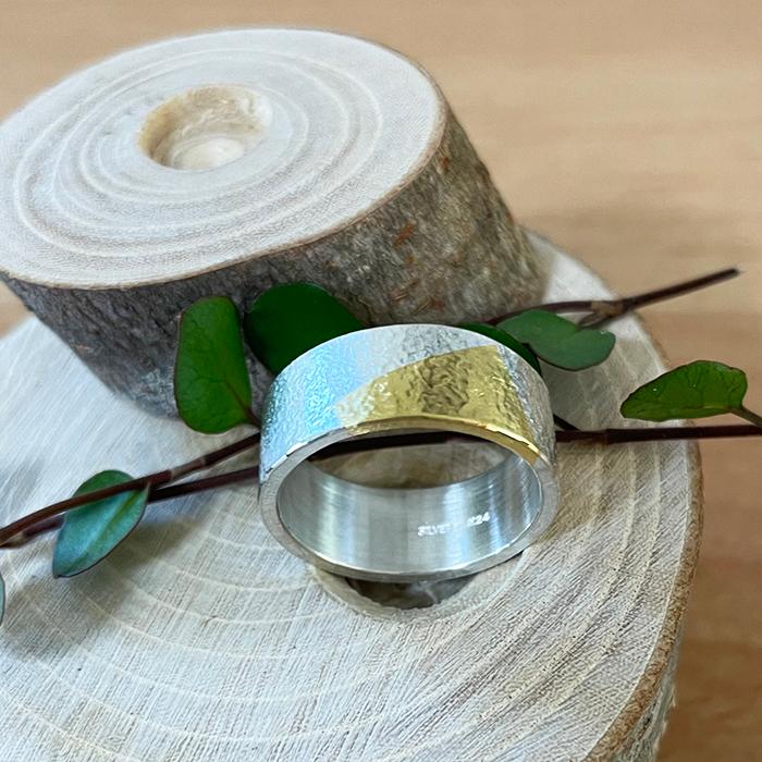 シルバー925 24金 K24 メンズ 男性 シルバーリング 指輪 太め 幅広 平