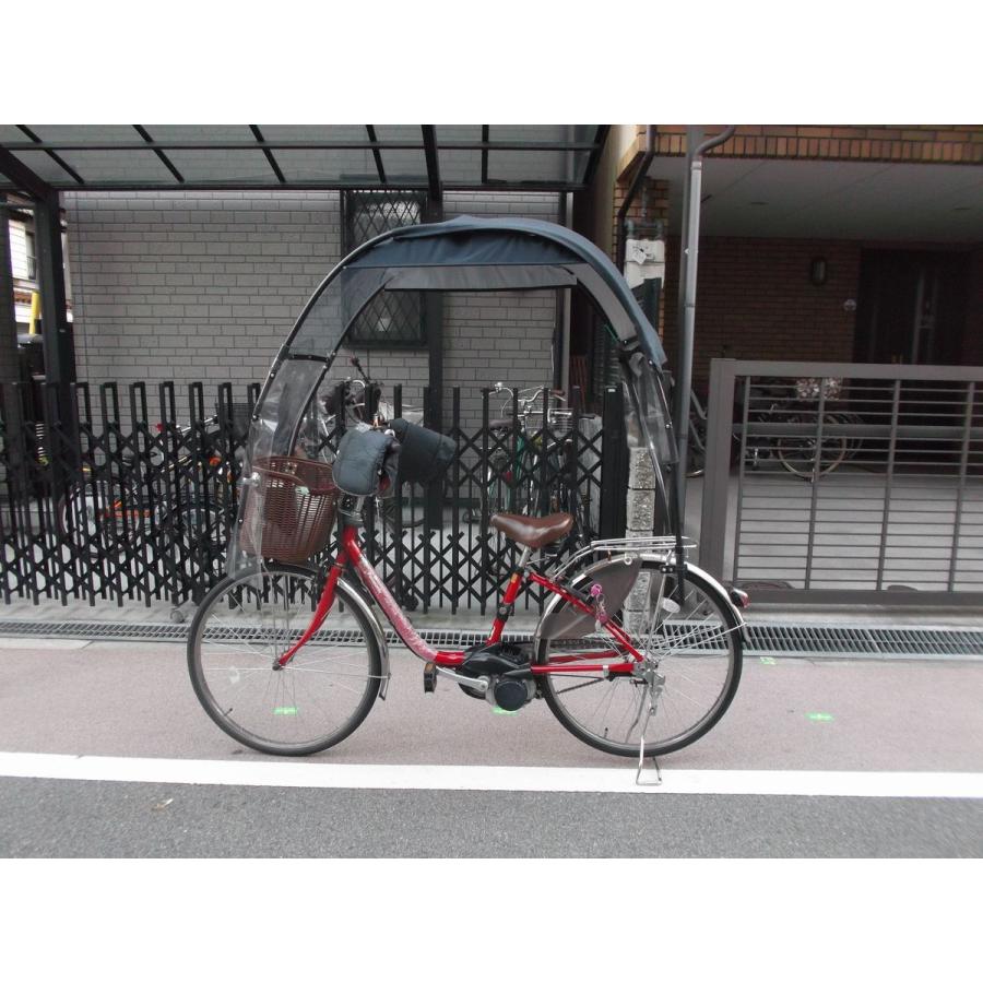 自転車 傘 日傘 合羽 ポンチョ 合羽  屋根 用品 グッズ カバー パーツ サイドに小屋根のモデル 紺色生地、荷台タイプ ノーマルDY　｜coropokkuru｜02