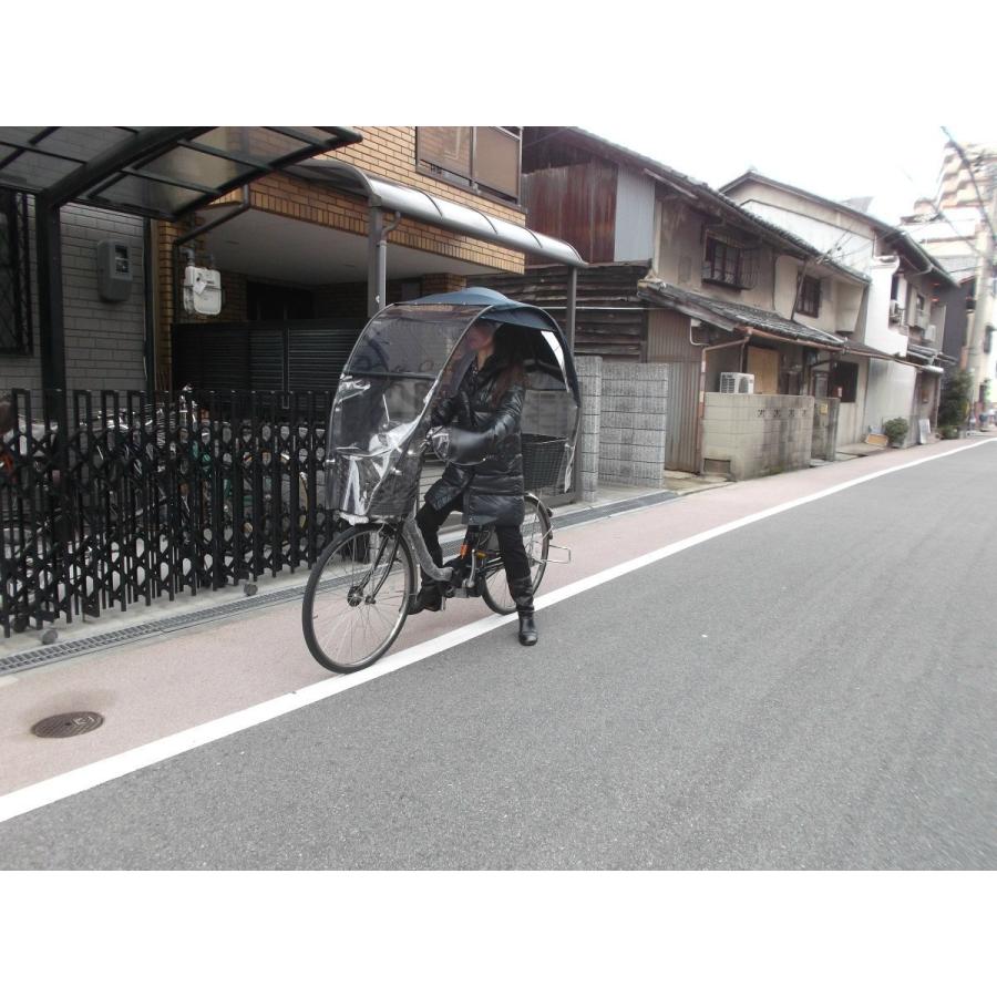 自転車 合羽 レインコート 傘に薄紫色の防水生地 ママチャリ パーツ雨除け 日よけの屋根(２重、透明サイド付）ギャラクシー2MM｜coropokkuru｜05