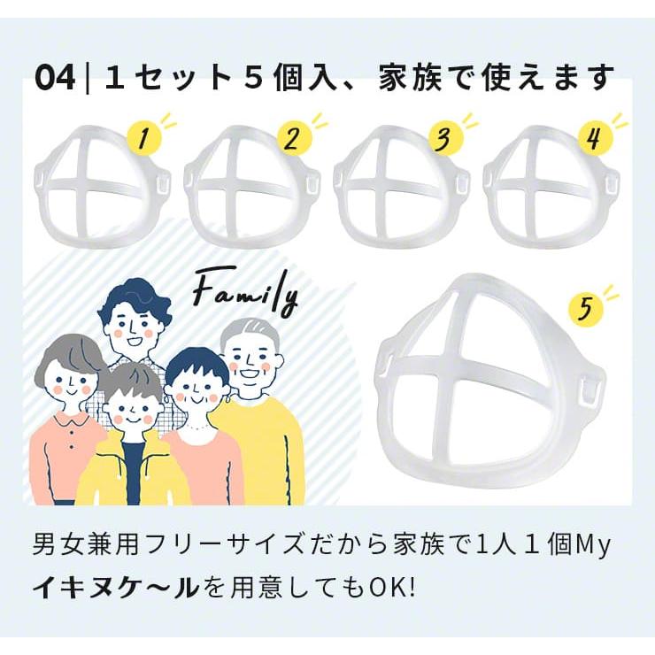 マスクフレーム マスクガード 5個セット 立体 マスクインナー マスクカバー 化粧崩れ防止 息苦しくない 補助 蒸れ イキヌケール｜coroya｜09