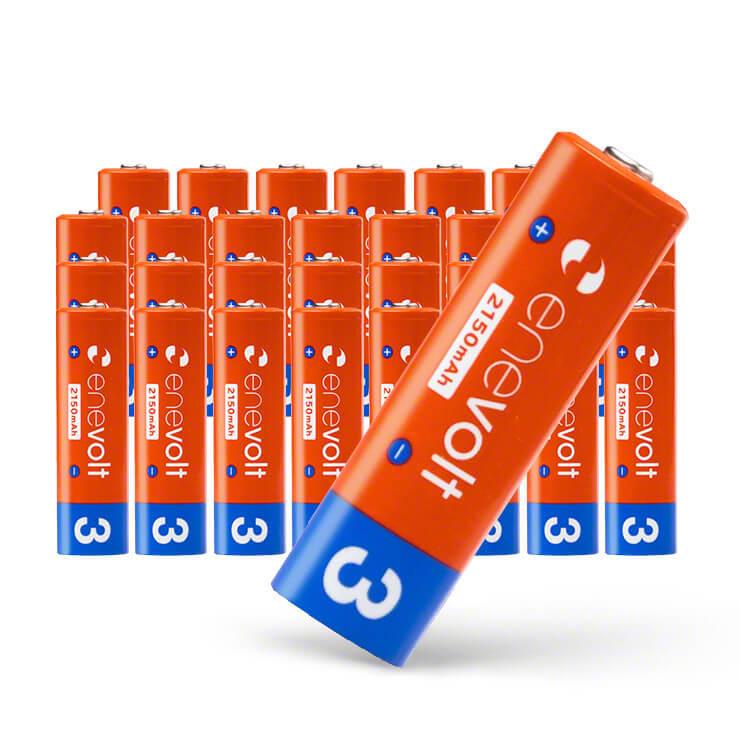 充電池 単3 単三 セット 32本 エネボルト 乾電池 充電式 大容量 enevolt  2150mAh カラフル 単3電池 電池 単三電池 防災 | enevolt | 20
