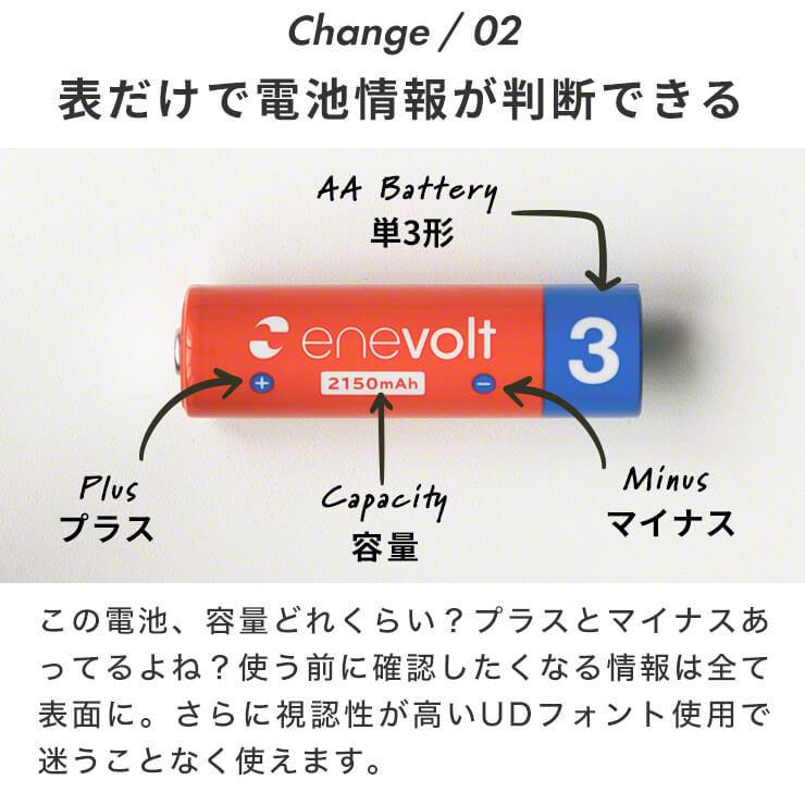 充電池 単3 単三 セット 8本 エネボルト 乾電池 充電式 大容量 enevolt  2150mAh 車中泊グッズ カラフル 単3電池 単三電池 防災 | enevolt | 07