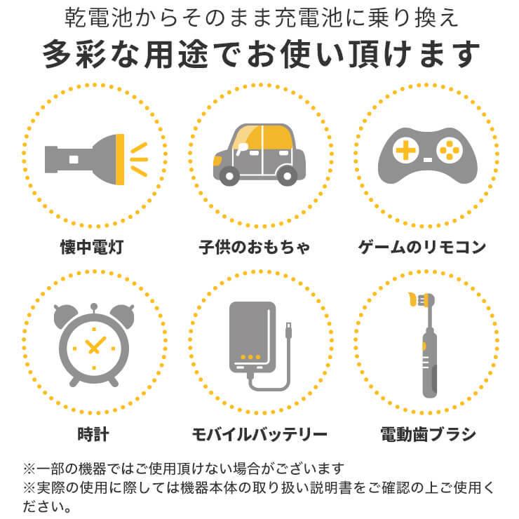 充電池  単4形 充電式 16本セット エネボルト 950mAh 繰り返し ニッケル水素 扇風機 リモコン エアコン 髭剃り カラフル 単4電池｜coroya｜11