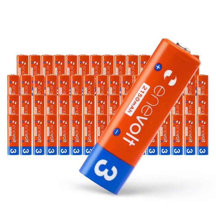 充電池 単3 単三 セット 64本 エネボルト 充電式電池 enevolt 2150mAh ニッケル水素電池 単3電池 単三電池 カラー 60本以上 防災 | enevolt | 20