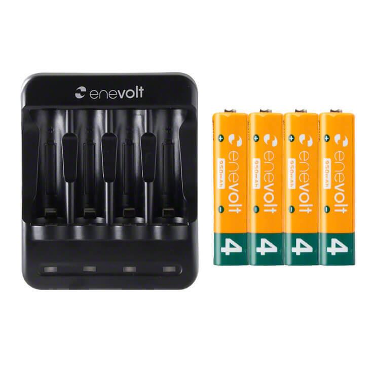 『累計販売数520万本』  充電池 単4 単四 セット 4本 950 エネボルト 充電器 ケース付 ニッケル水素対応 防災 USB 単3形 単4形 単三形 兼用 充電式 車中泊 | enevolt | 20