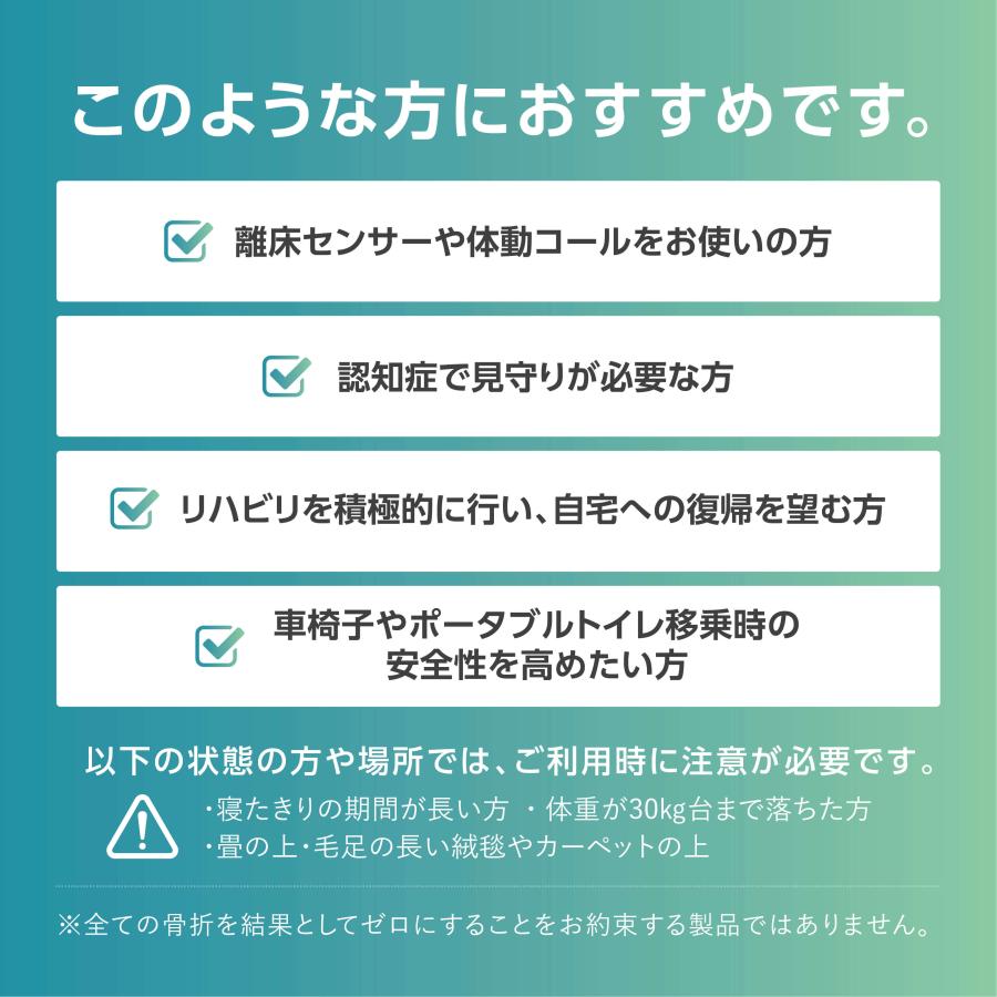 おくだけ ころやわ (225cm × 120cm) 【転倒予防学会推奨品認定】車いす・歩行器ご利用の方にもおすすめ 個室や特別室に最適 転倒骨折対策　介護・医療機関向け