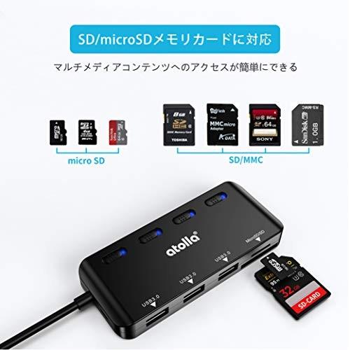 atolla USB3.0ハブ sdカードリーダー、3ポートusb hub 3.0 + SD・microSDカードリーダー、on/off電源スイッチ付｜correct-big｜06