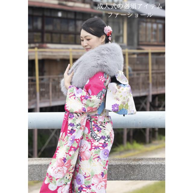 最終お値下げフォックスショール成人式 シルバーフォックス 成人式 振袖 着物 ショール キツネ 狐 毛皮