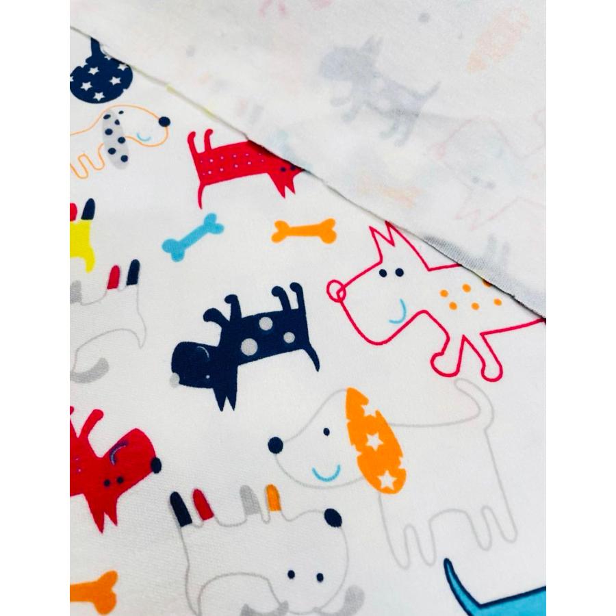 ハンドメイド　子供服　ニット　生地一覧　⑦ ニット生地 カラフルわんちゃん スムース ハンドメイド 子供服 犬服
