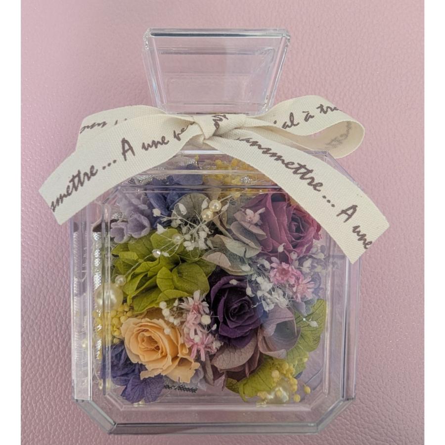 プリザーブドフラワーアレンジメント お花の香り ホワイトベア プリザーブドフラワー アレンジメント (L) ホワイト×ブルー 【ケース