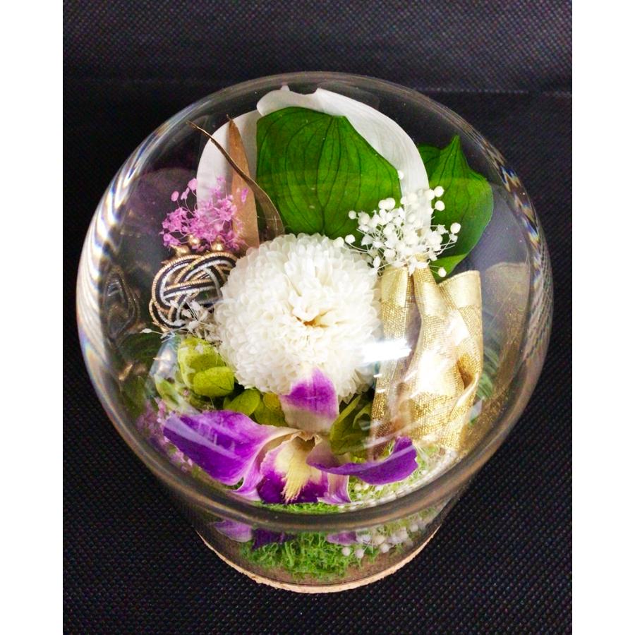 正月 仏花 プリザーブドフラワー ガラスドーム ミニ 水引 祝儀 不祝儀 お供え花 仏壇花 法要 お悔み 枯れない花 お彼岸 ご仏前 仏壇花 供養 お盆 法事 Puri393 花と雑貨オリィーブ 通販 Yahoo ショッピング
