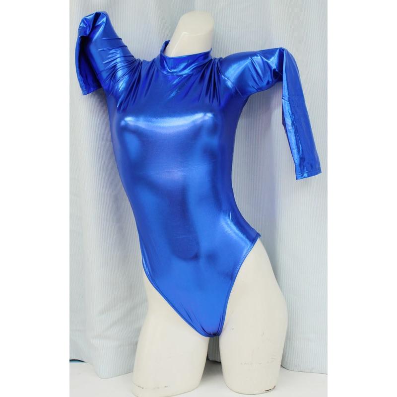 コスプレ レオタード 長袖ハイネックレオタード 青 JUMBO 大きいサイズ