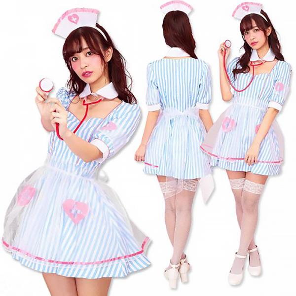 コスプレ ナース ブルーソーダナース 看護師 制服 セクシー 衣装 コスチューム ハロウィン 仮装 可愛い 看護婦 白衣 医者 女医 ドクター ...