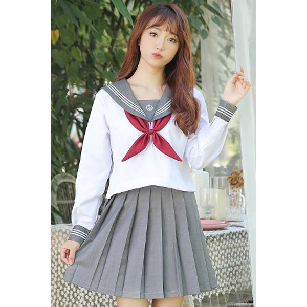 Malymoon グレー 制服コスプレ 取り寄せ】JK制服/半袖セーラー服女子高生（グレー