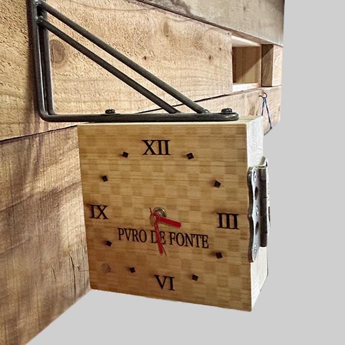 時計 壁掛け デジタル  室内時計 アンティーク ブラケット 市松模様 天然木 ひのき 手話 壁時計 ダブル時計 両側時計 |  | 01