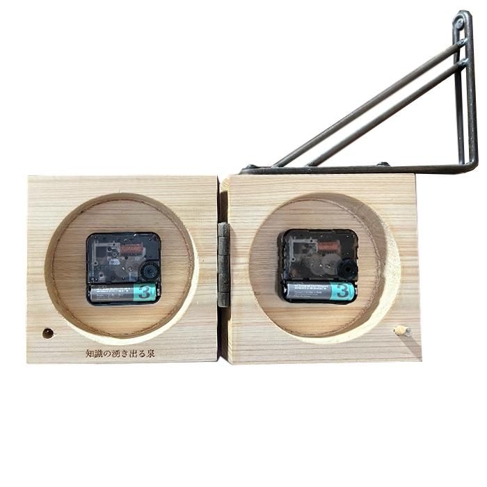 時計 壁掛け デジタル  室内時計 アンティーク ブラケット 市松模様 天然木 ひのき 手話 壁時計 ダブル時計 両側時計 |  | 05