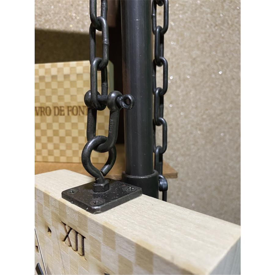 時計 壁掛け時計 アンティーク 市松模様 天然木 ホウノキ チェーン 手話 壁時計 鉄 クロック 吊り時計 キンガム柄 チェック柄 ギフト プレゼント |  | 02