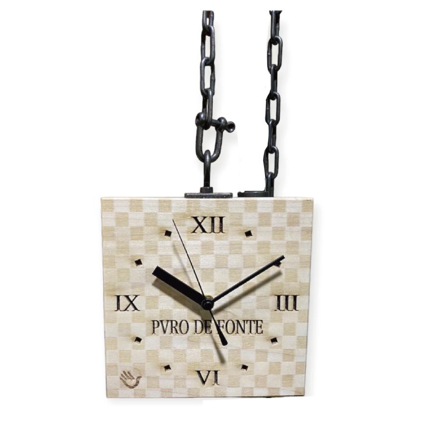 時計 壁掛け時計 アンティーク 市松模様 天然木 ホウノキ チェーン 手話 壁時計 鉄 クロック 吊り時計 キンガム柄 チェック柄 ギフト プレゼント |  | 06