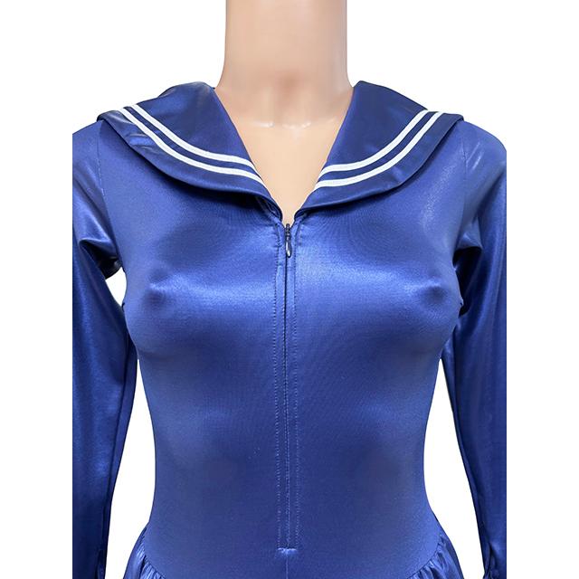 コスメイトオリジナル　スーパーウェット素材　長袖セーラーレオタード　Mサイズ COSMATE PLUS＋【コスメイトプラス】コスチューム大きいサイズ豊富