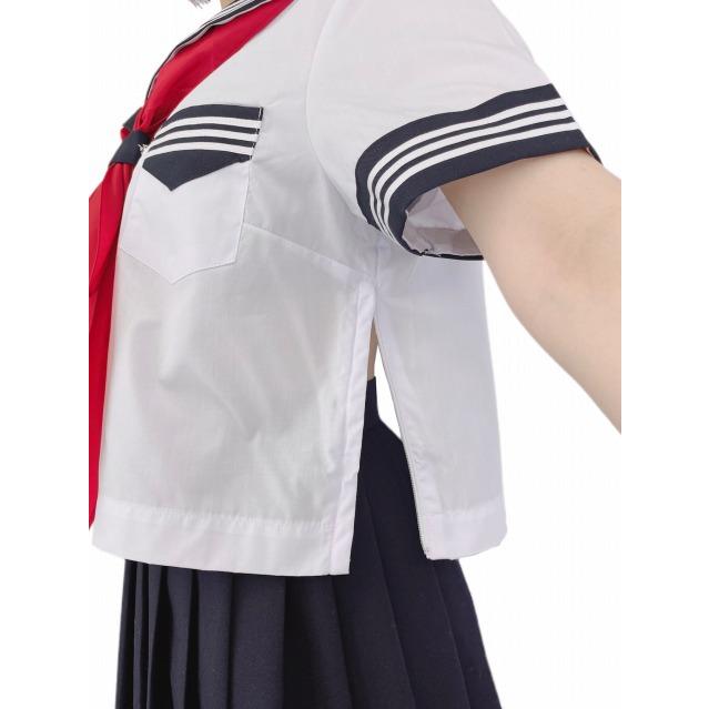 大きめ 上着のみ 春夏 半袖 かぶり セーラー 制服 No.1919 セーラー服 レディース 白セーラー トップス 大きめサイズ wcs-01b JC JK｜cosmate｜09