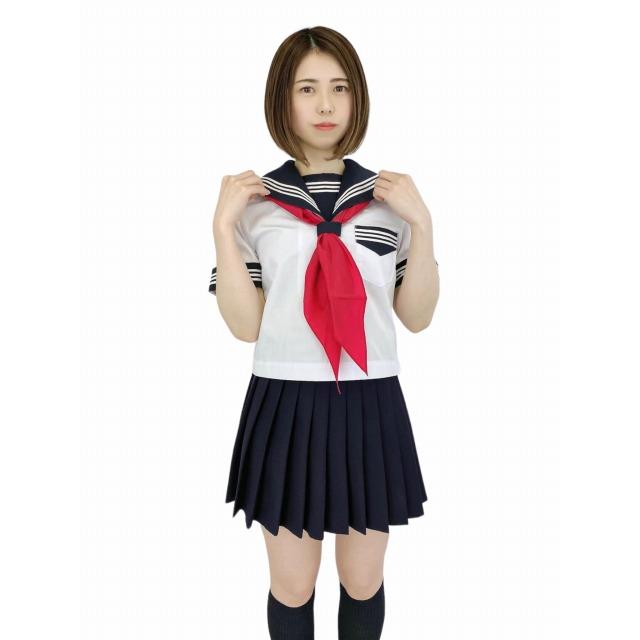 T190〜T200 W90〜W100 No.1919 上下セット 春夏 半袖 かぶり セーラー