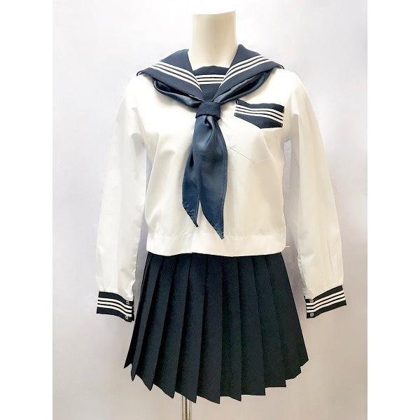 春夏 長袖 セーラー服 上下セット T155〜T185 W60〜W85 No.4919 かぶり