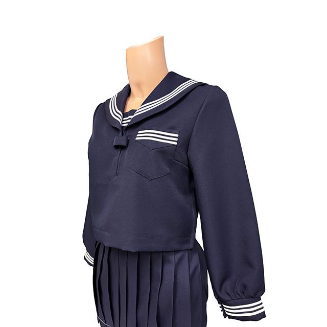 秋冬 長袖 セーラー服 濃紺色×白生産ライン T190〜T200 No.2000 厚地の外套単品 かぶり 大きめ ユニフォーム 乗り組み員 大きめ大きさ wcs-09b 標準尺度 コスプレ JC JK 御召しもの