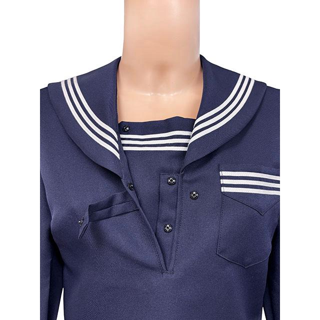 秋冬 長袖 セーラー服 濃紺色×白生産ライン T190〜T200 No.2000 厚地の外套単品 かぶり 大きめ ユニフォーム 乗り組み員 大きめ大きさ wcs-09b 標準尺度 コスプレ JC JK 御召しもの