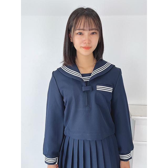 秋冬 長袖 セーラー服 濃紺色×白生産ライン T190〜T200 No.2000 厚地の外套単品 かぶり 大きめ ユニフォーム 乗り組み員 大きめ大きさ wcs-09b 標準尺度 コスプレ JC JK 御召しもの