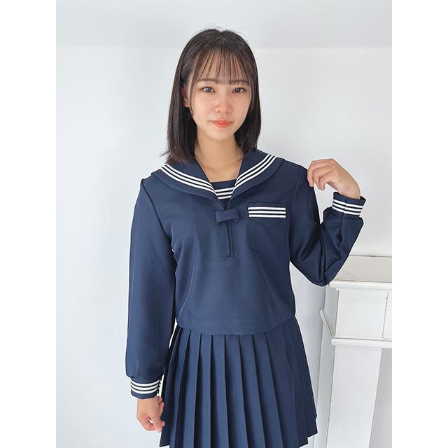 秋冬 長袖 セーラー服 濃紺色×白生産ライン T190〜T200 No.2000 厚地の外套単品 かぶり 大きめ ユニフォーム 乗り組み員 大きめ大きさ wcs-09b 標準尺度 コスプレ JC JK 御召しもの