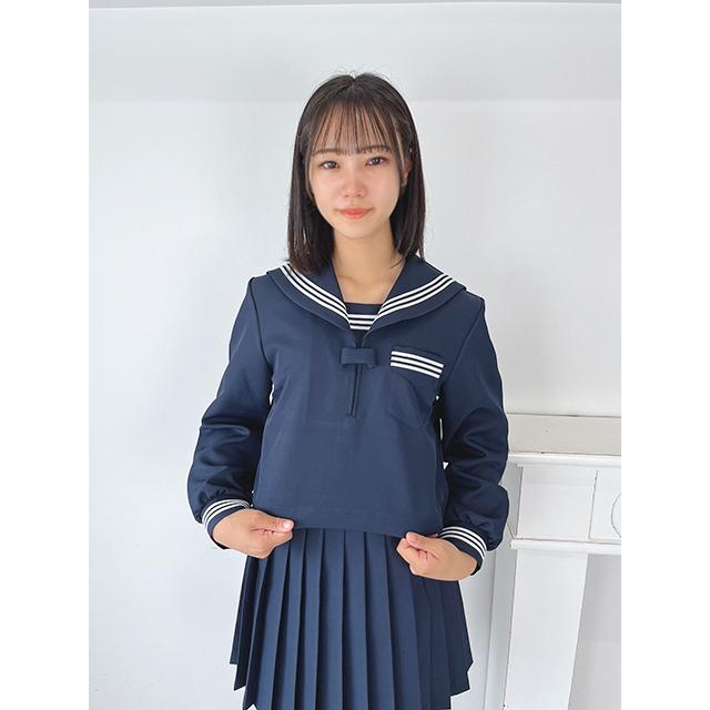 秋冬 長袖 セーラー服 濃紺色×白生産ライン T190〜T200 No.2000 厚地の外套単品 かぶり 大きめ ユニフォーム 乗り組み員 大きめ大きさ wcs-09b 標準尺度 コスプレ JC JK 御召しもの