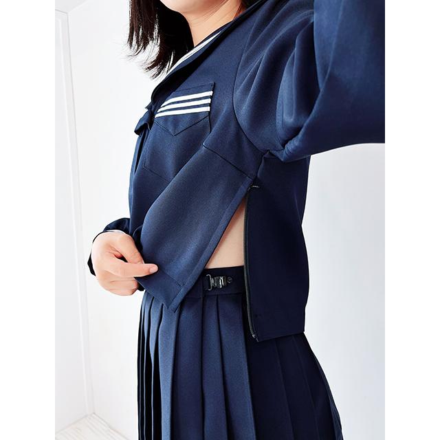 秋冬 長袖 セーラー服 濃紺色×白生産ライン T190〜T200 No.2000 厚地の外套単品 かぶり 大きめ ユニフォーム 乗り組み員 大きめ大きさ wcs-09b 標準尺度 コスプレ JC JK 御召しもの