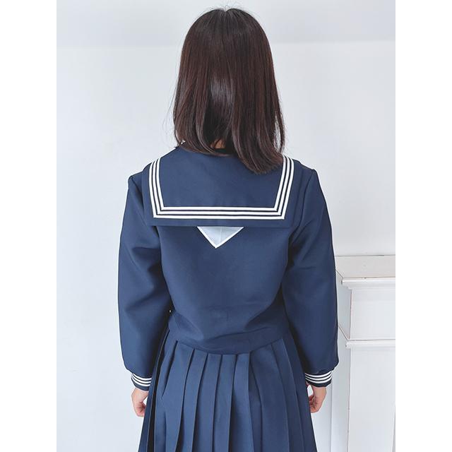 秋冬 長袖 セーラー服 濃紺色×白生産ライン T190〜T200 No.2000 厚地の外套単品 かぶり 大きめ ユニフォーム 乗り組み員 大きめ大きさ wcs-09b 標準尺度 コスプレ JC JK 御召しもの