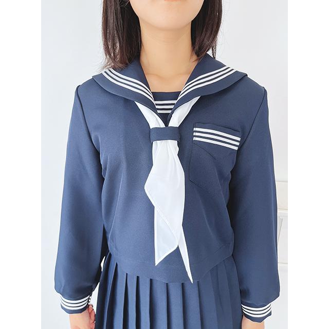 秋冬 長袖 セーラー服 濃紺色×白生産ライン T190〜T200 No.2000 厚地の外套単品 かぶり 大きめ ユニフォーム 乗り組み員 大きめ大きさ wcs-09b 標準尺度 コスプレ JC JK 御召しもの