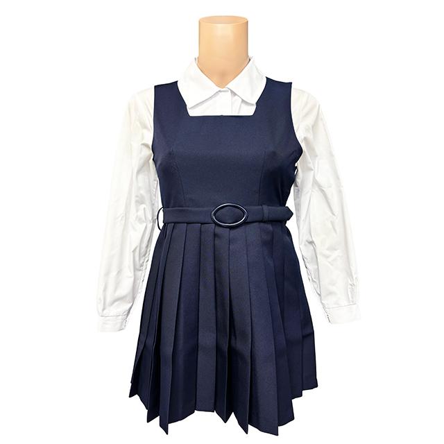 秋冬ミニ丈ジャンパースカート T155〜T185 ネイビー 無地 制服 ジャンスカ No.6002-40 レディース プリーツスカート wjs-06 日本製 コスチューム コスプレ 衣装_10