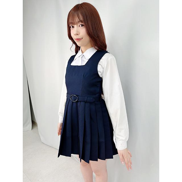 秋冬ミニ丈ジャンパースカート T155〜T185 ネイビー 無地 制服 ジャンスカ No.6002-40 レディース プリーツスカート wjs-06 日本製 コスチューム コスプレ 衣装_2