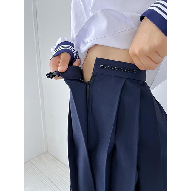 濃紺 無地 プリーツスカート 40cm丈 ウエスト60〜85cm No.8002 wsk-02