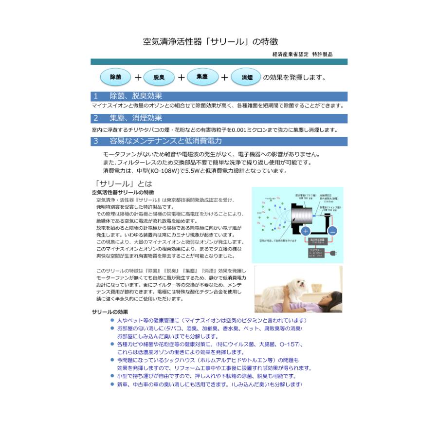 サリール 空気清浄機 Salir 空気活性清浄器 KO-206 ブラック : Cosme