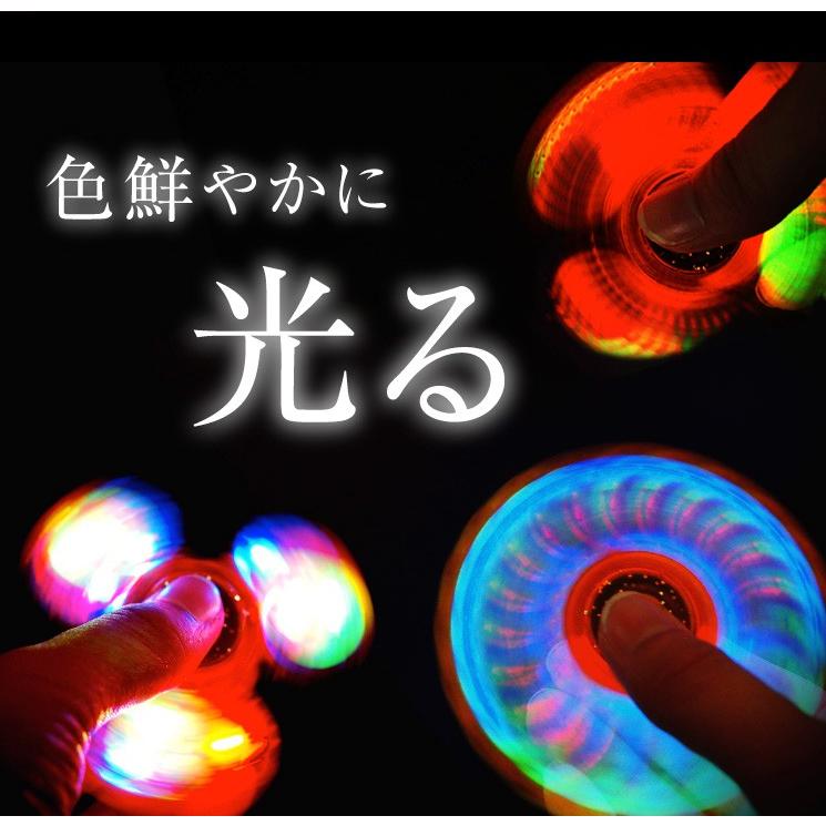 ハンドスピナー 光るラメ 6カラー 指スピナー 光る 光 LED 蓄光 hand spinner レインボー 虹色 スピーカー 三角 ストレス解消 グッズ 派手 目立つ おもしろ｜cosme-market｜08