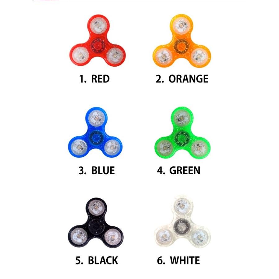 ハンドスピナー 光るラメ 6カラー 指スピナー 光る 光 LED 蓄光 hand spinner レインボー 虹色 スピーカー 三角 ストレス解消 グッズ 派手 目立つ おもしろ｜cosme-market｜11