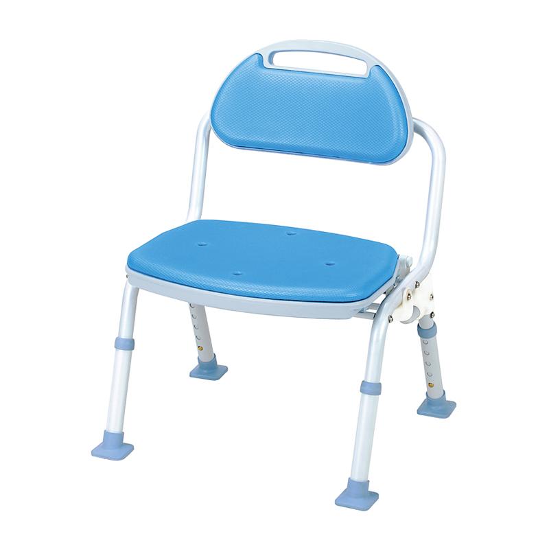 【未使用品】折りたたみシャワーチェア ソフテック背付ブルー 　お風呂用チェアー マキテック 介助バスチェア 介護 折りたたみシャワーベンチ ソフテック