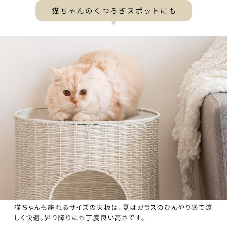 猫ちぐら ラタン風 キャットハウス ペット 猫 サイドテーブル ねこ